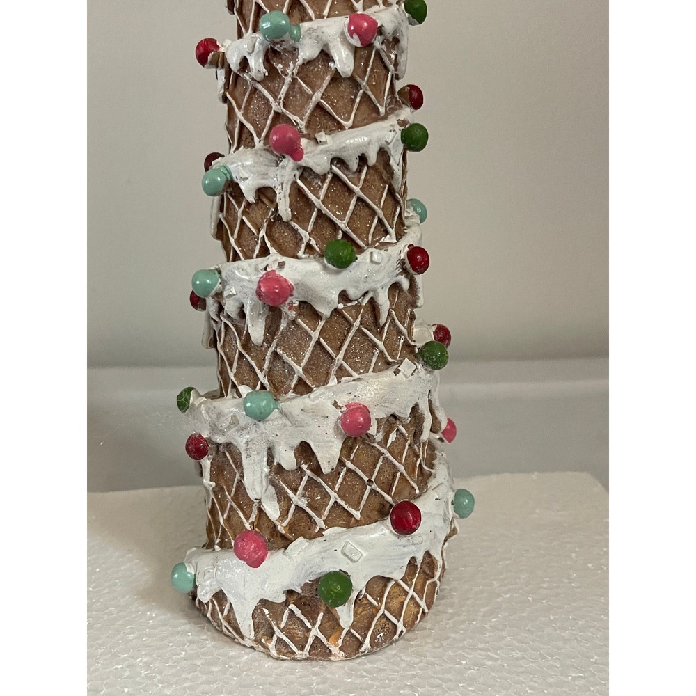 Village Gingerbread Ice Cream Cone Christmas Tree Lot Sugar Spice Village Decor - Picture 4 of 12